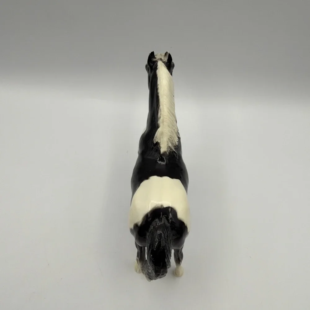 Vintage Breyer Horse #21 Shetland Pony Black White Glossy Pinto Bald Face Figure